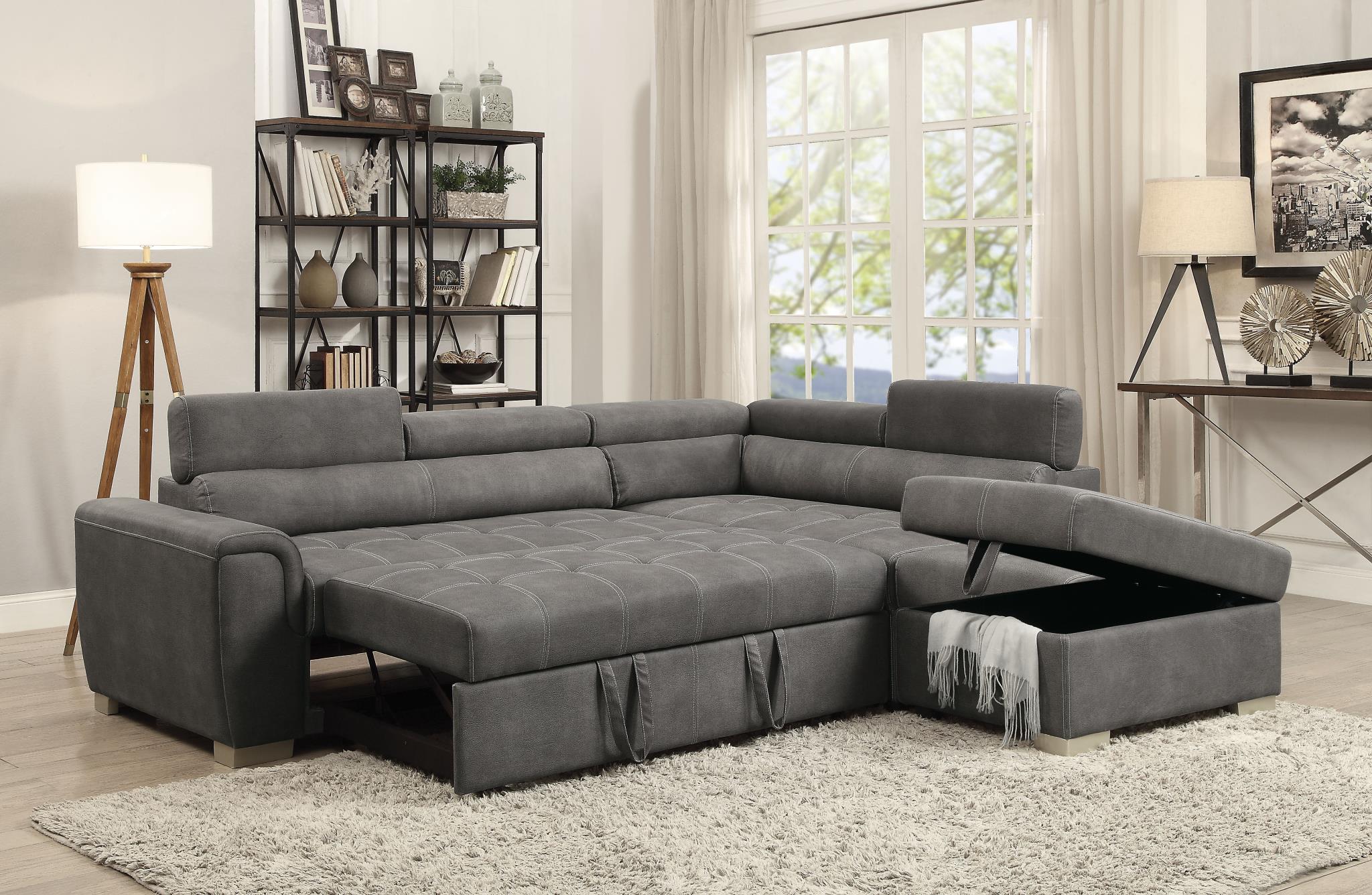 Couch with storage and deals pull out bed